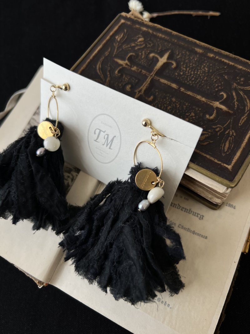 画像2: toromeco／YOIN ピアス・black (2)