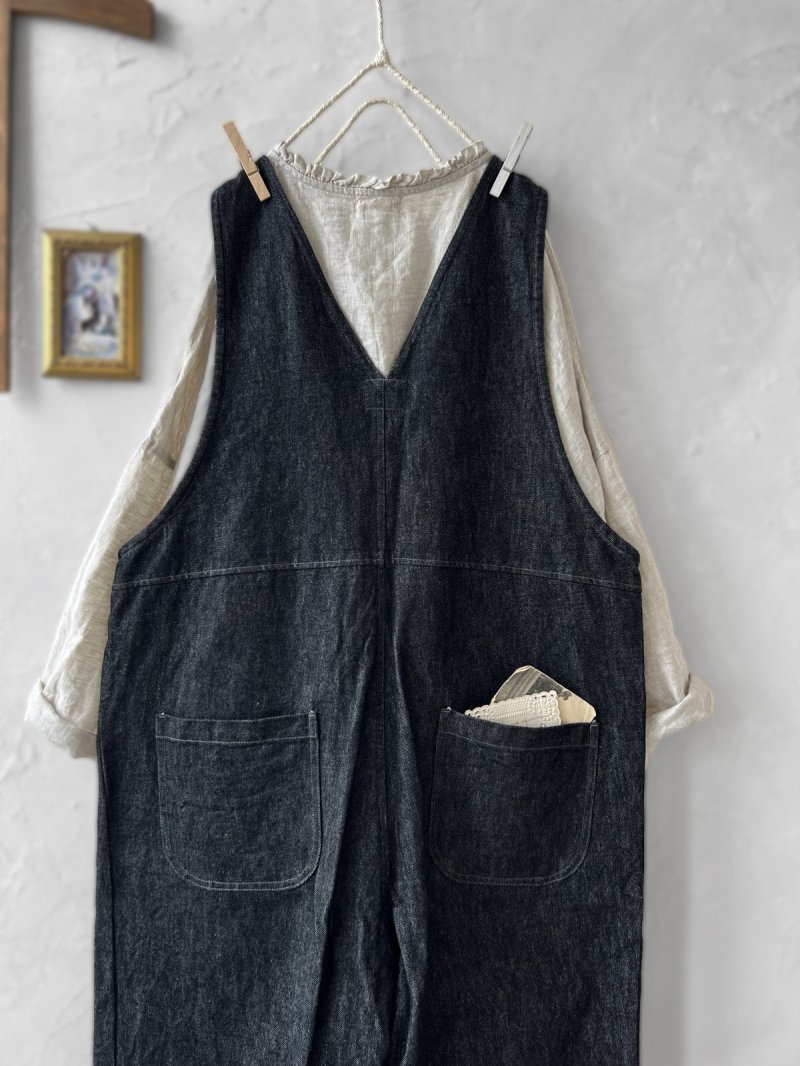 画像9: seasew.／1112109 しっかりデニムオーバーオール・チャコール (9)