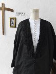 画像1: PERRY/ アンティークレースカラーリネンコート・黒 (1)