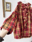 画像3: MARCHE' DE SOEUR／フローフリル７分袖バルーンプルオーバー・赤チェック (3)