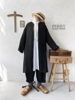 画像2: PERRY/ ジャガードリネンロングコート・黒 (2)