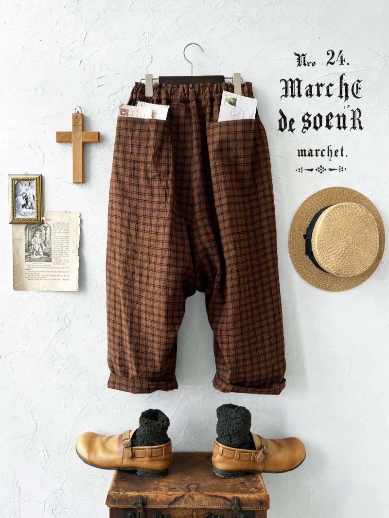 画像6: MARCHE' DE SOEUR／サルエルポケットパンツ・ブラウンチェック (6)