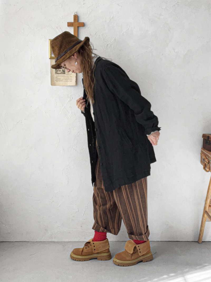 画像12: MARCHE' DE SOEUR／サルエルポケットパンツ・ブラウンストライプ (12)