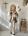 画像1: seasew.／903 ウール×コットンパイル大判ストール・ベージュ (1)