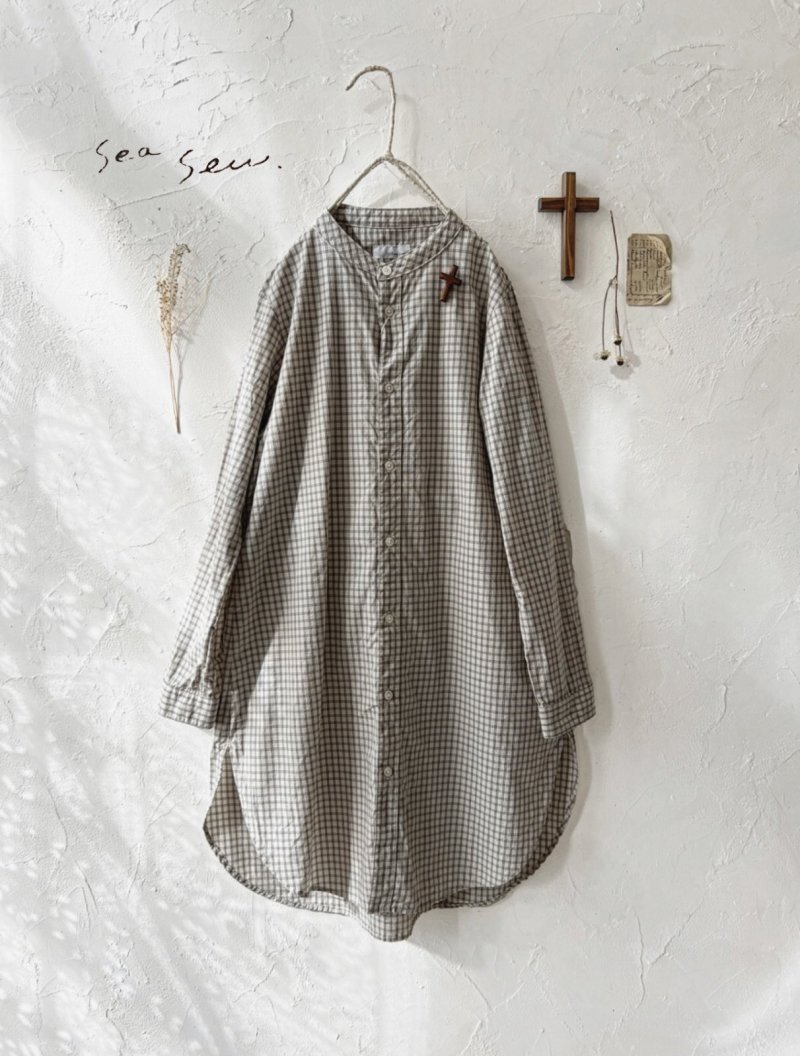 画像1: seasew.／306 オーガニックコットン シャツチュニック・オフチェック (1)