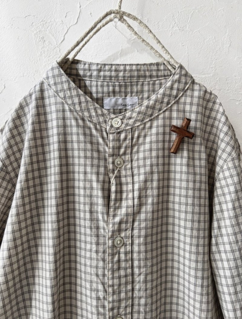 画像2: seasew.／306 オーガニックコットン シャツチュニック・オフチェック (2)