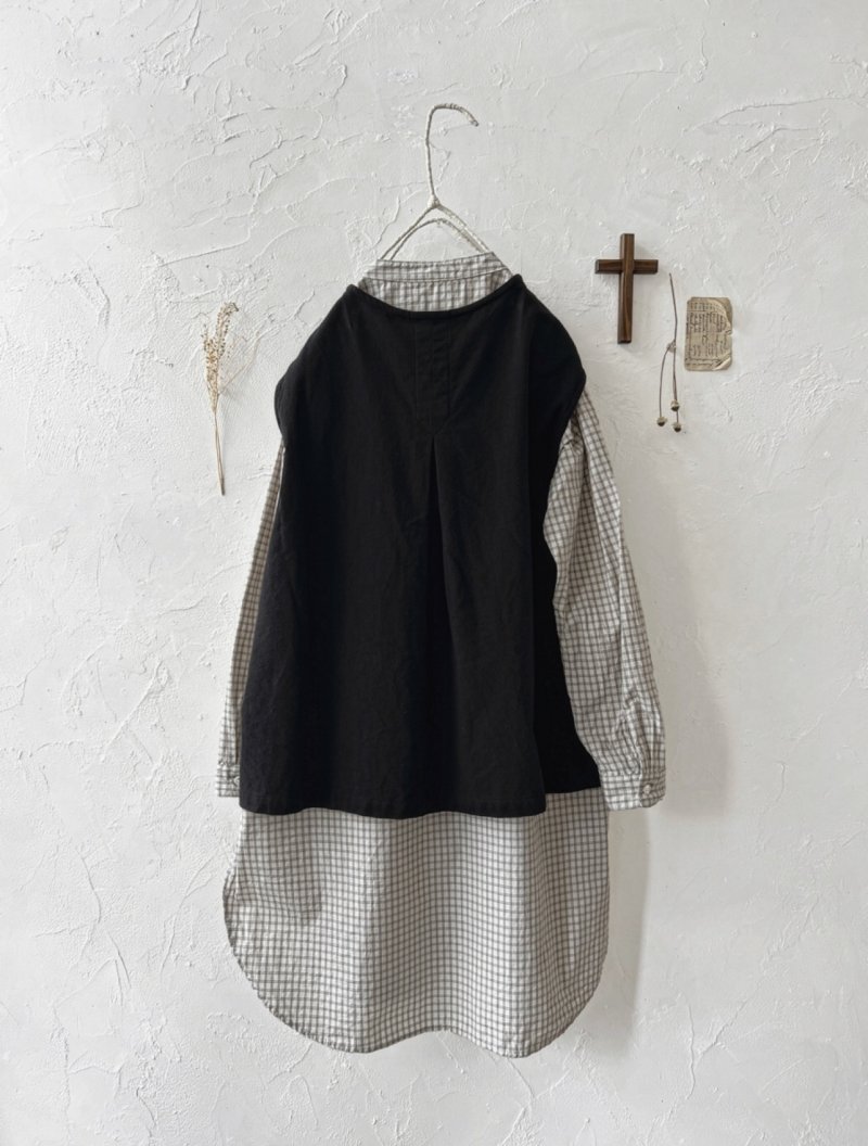 画像7: seasew.／302 コットンフランネルベスト・黒 (7)