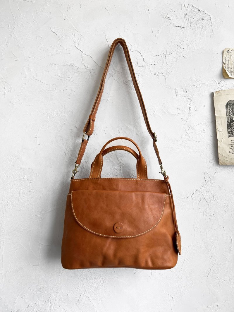 画像4: zucchero/本革2wayポケットバッグ・ブラウン (4)