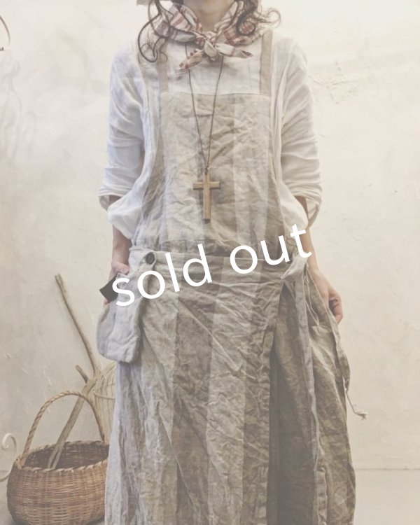 画像5: pollenbienco/種蒔のエプロン・ストライプリネン (5)