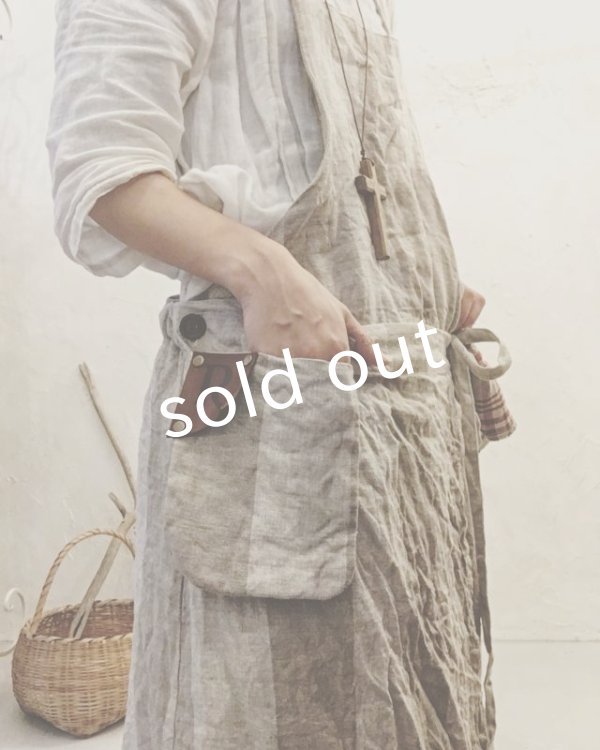 画像7: pollenbienco/種蒔のエプロン・ストライプリネン (7)