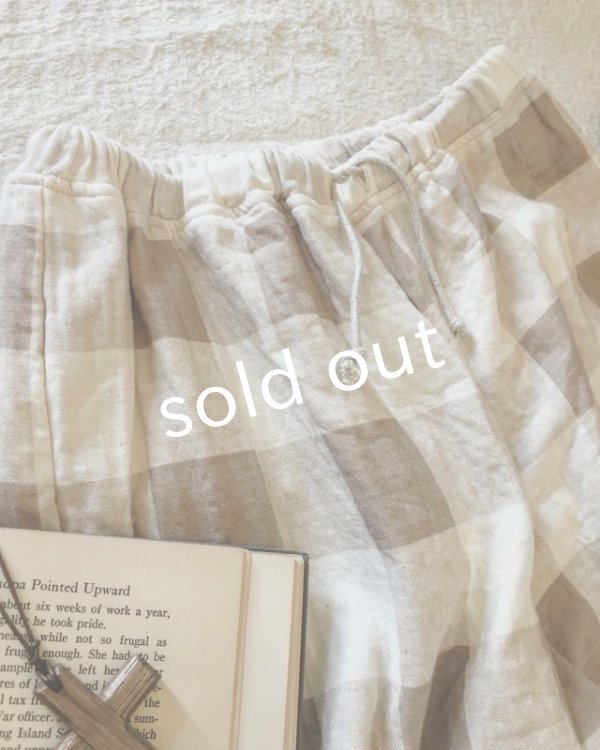 画像4: pollenbienco／コットンガーゼ・ギャザーパンツ [check] (4)