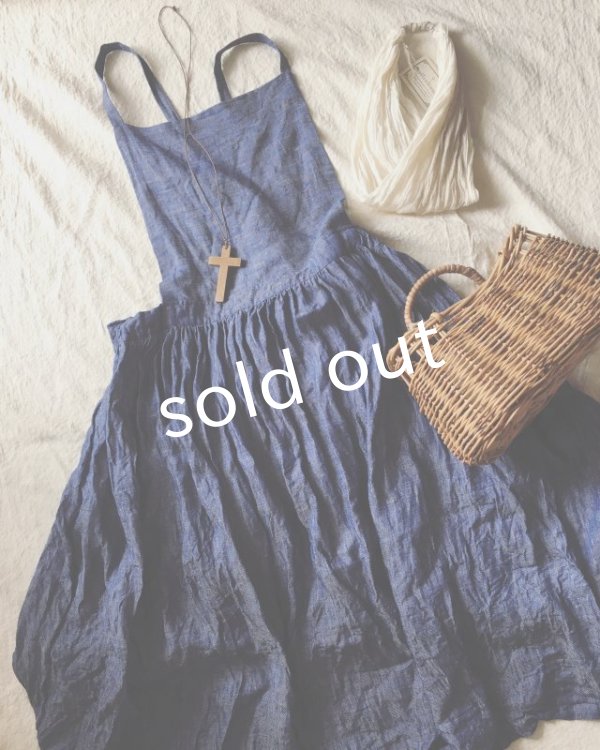 画像4: pollenbienco/デニムリネン・エプロンワンピース (4)