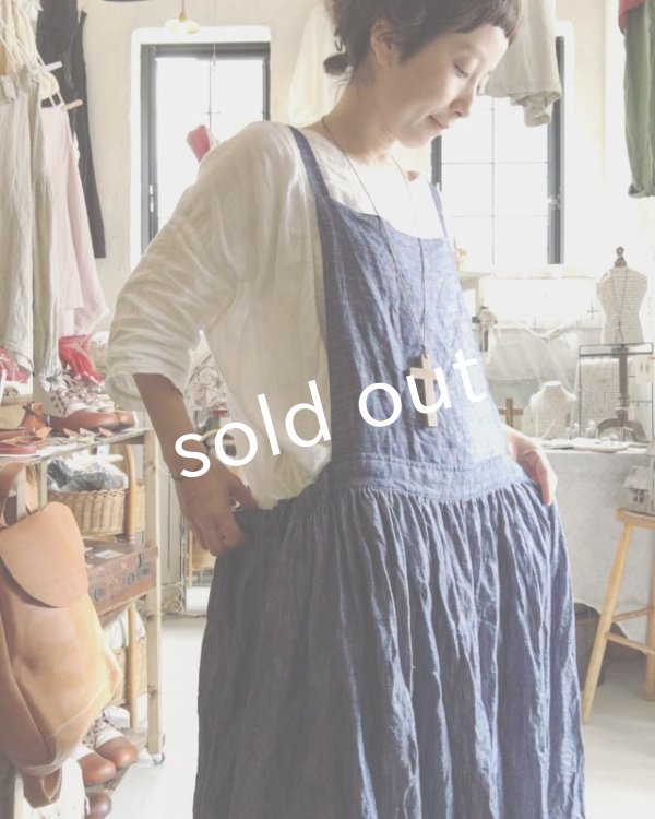 画像8: pollenbienco/デニムリネン・エプロンワンピース (8)