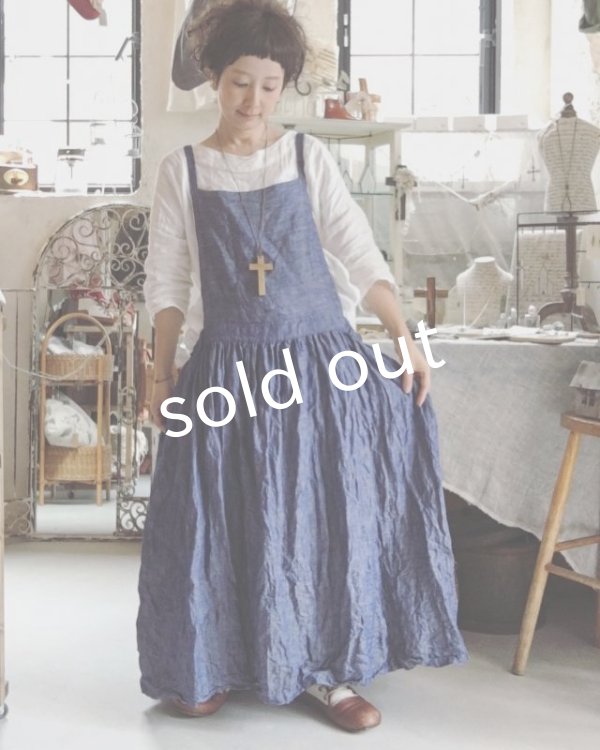 画像6: pollenbienco/デニムリネン・エプロンワンピース (6)