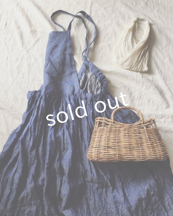 画像2: pollenbienco/デニムリネン・エプロンワンピース (2)