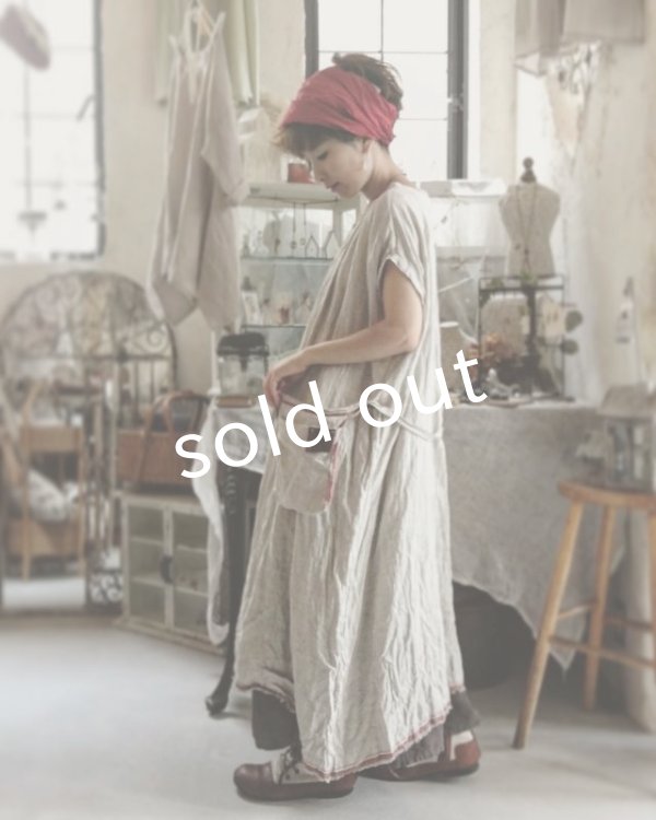 画像8: pollenbienco／種蒔のポケットワンピース・赤ライン (8)