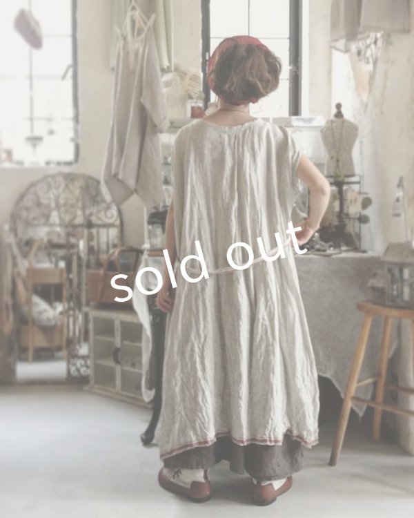 画像9: pollenbienco／種蒔のポケットワンピース・赤ライン (9)