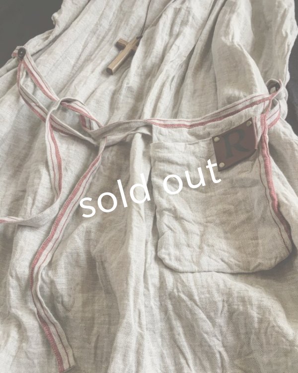 画像2: pollenbienco／種蒔のポケットワンピース・赤ライン (2)