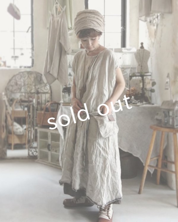 画像7: pollenbienco／種蒔のポケットワンピース・蒼ライン (7)