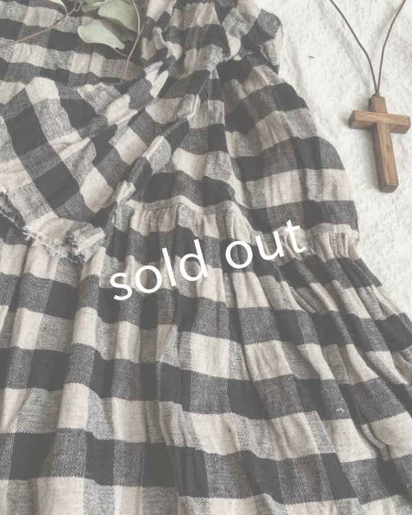 画像4: pollenbienco／ブラックギンガムチェック・ワンピース (4)