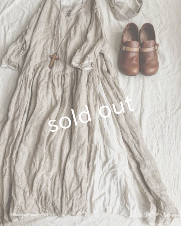 画像2: pollenbienco/そばかずリネン切り替えワンピース (2)