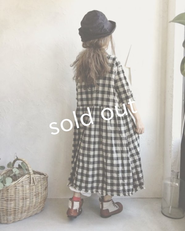 画像9: pollenbienco／ブラックギンガムチェック・ワンピース (9)