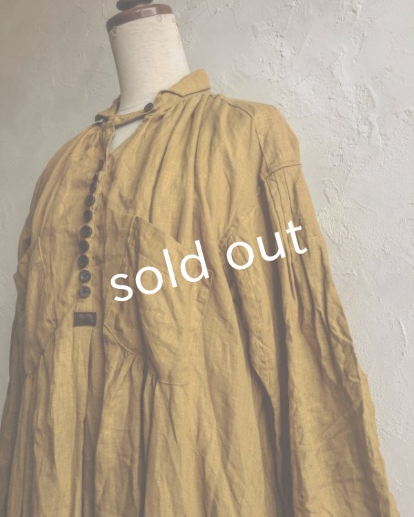 画像5: HALLELUJAH／1890's Bourgeron　1890年代　羊飼いシャツワンピース・Ocher (5)