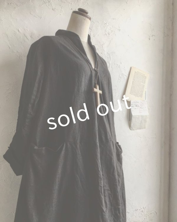 画像7: HALLELUJAH／Robe de femme de chambre　小間使いローブ衿付・Ink Black (7)