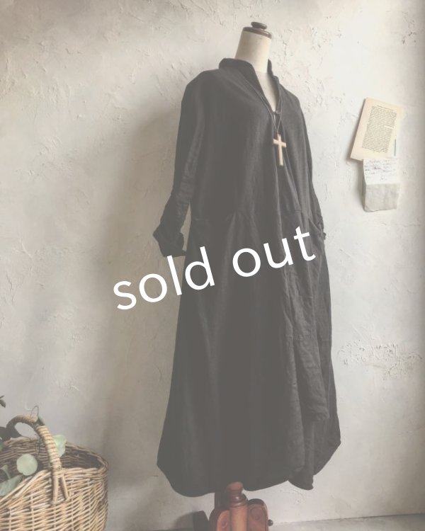 画像4: HALLELUJAH／Robe de femme de chambre　小間使いローブ衿付・Ink Black (4)