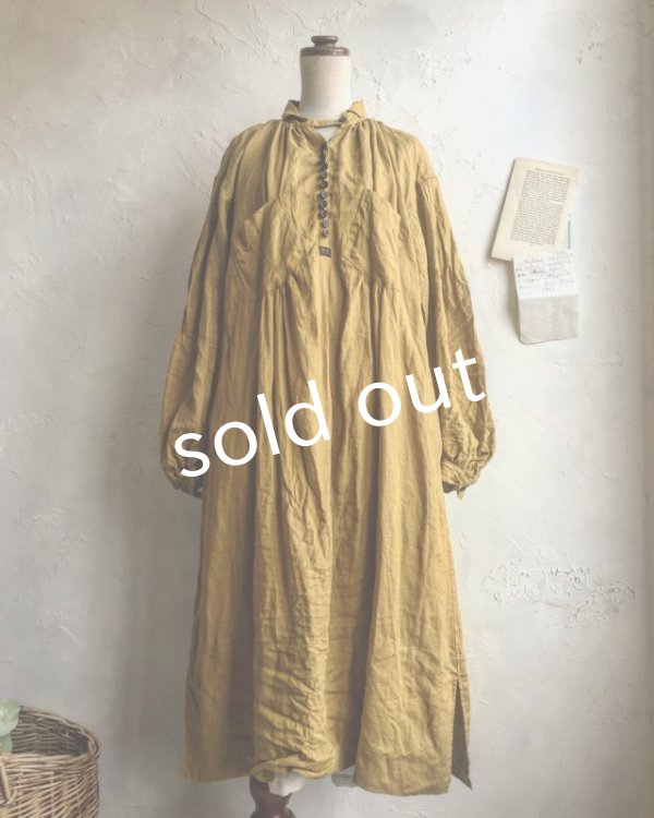 画像3: HALLELUJAH／1890's Bourgeron　1890年代　羊飼いシャツワンピース・Ocher (3)