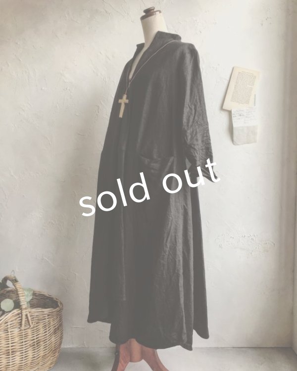 画像12: HALLELUJAH／Robe de femme de chambre　小間使いローブ衿付・Ink Black (12)