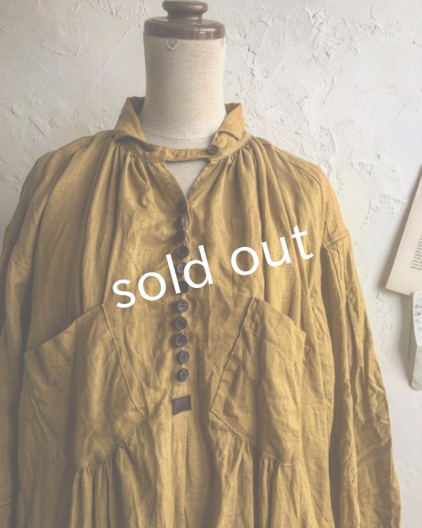 画像4: HALLELUJAH／1890's Bourgeron　1890年代　羊飼いシャツワンピース・Ocher (4)