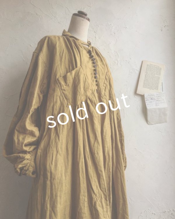 画像10: HALLELUJAH／1890's Bourgeron　1890年代　羊飼いシャツワンピース・Ocher (10)
