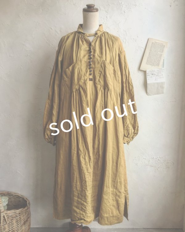 画像2: HALLELUJAH／1890's Bourgeron　1890年代　羊飼いシャツワンピース・Ocher (2)