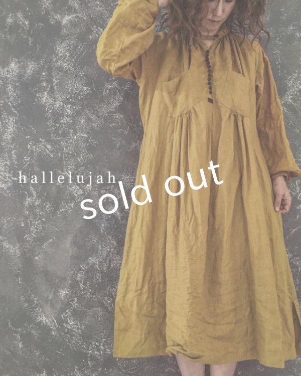 画像18: HALLELUJAH／1890's Bourgeron　1890年代　羊飼いシャツワンピース・Ocher (18)