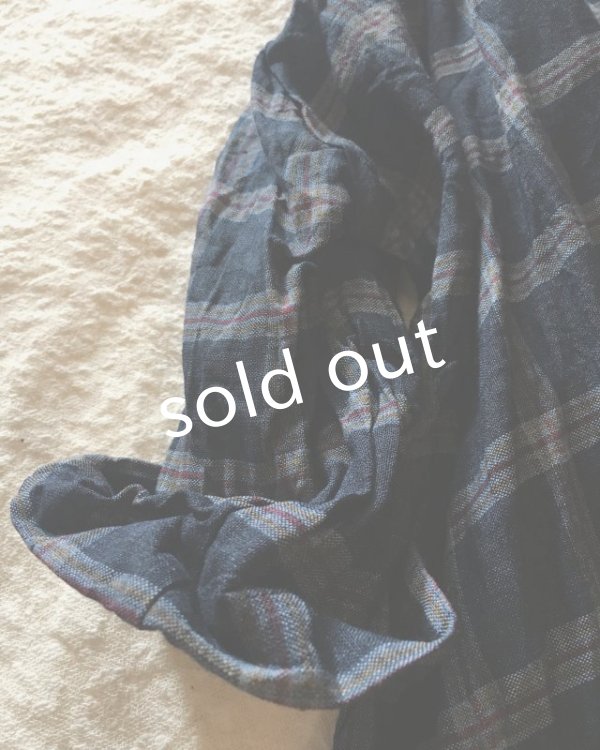 画像5: MARCHE' DE SOEUR／濃ネイビーチェックリネンワンピース (5)