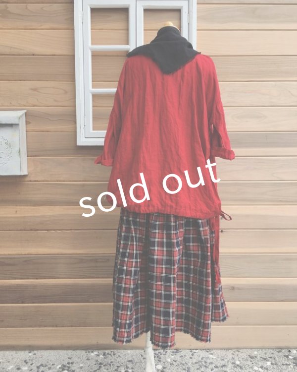 画像8: MARCHE' DE SOEUR／赤チェックギャザースカート (8)