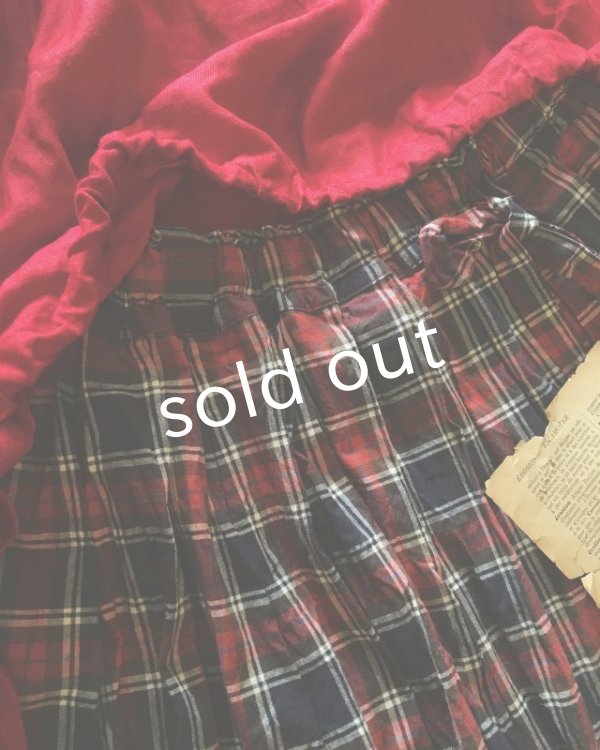 画像3: MARCHE' DE SOEUR／赤チェックギャザースカート (3)