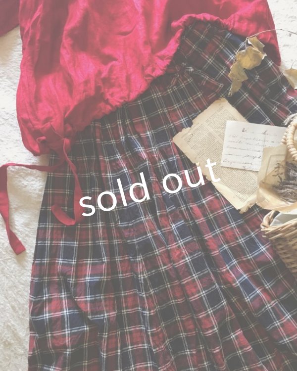 画像2: MARCHE' DE SOEUR／赤チェックギャザースカート (2)