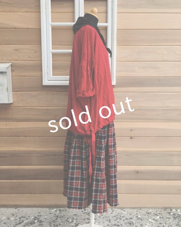 画像7: MARCHE' DE SOEUR／赤チェックギャザースカート (7)