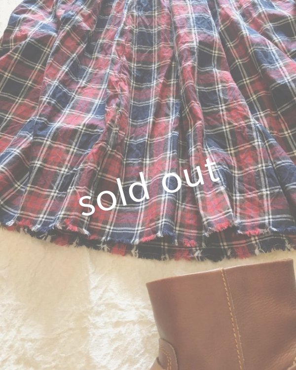 画像4: MARCHE' DE SOEUR／赤チェックギャザースカート (4)