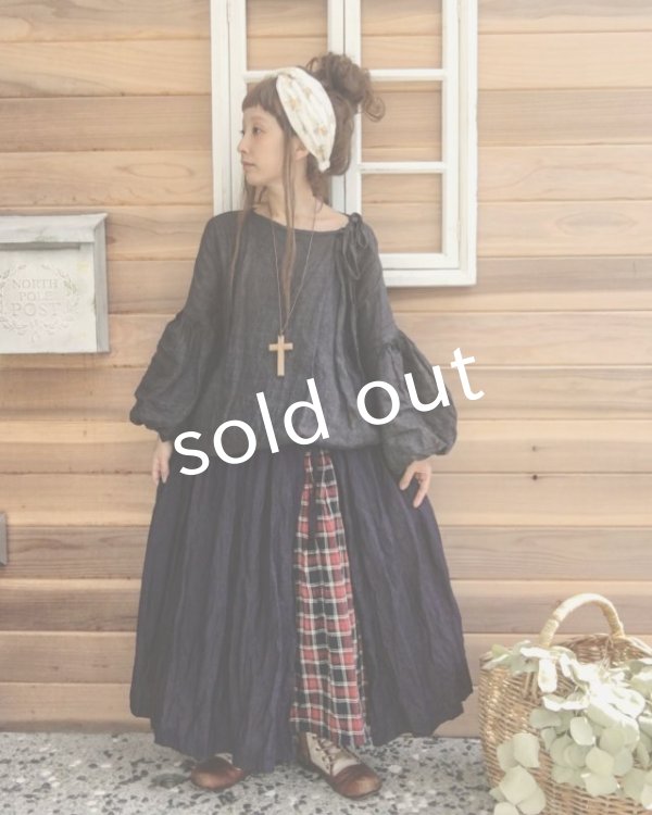 画像5: MARCHE' DE SOEUR／ネイビー×赤チェックギャザースカート (5)