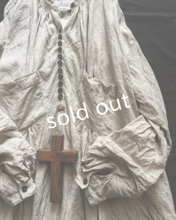 画像2: HALLELUJAH／1890's Bourgeron　1890年代　羊飼いシャツワンピース・Flax (2)