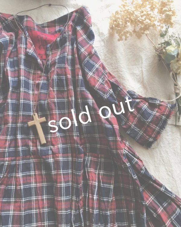 画像2: MARCHE' DE SOEUR／赤チェックワンピース (2)