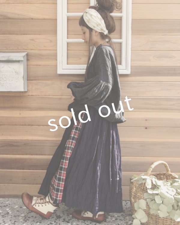 画像6: MARCHE' DE SOEUR／ネイビー×赤チェックギャザースカート (6)