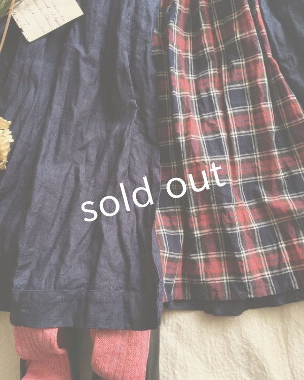 画像3: MARCHE' DE SOEUR／ネイビー×赤チェックギャザースカート (3)