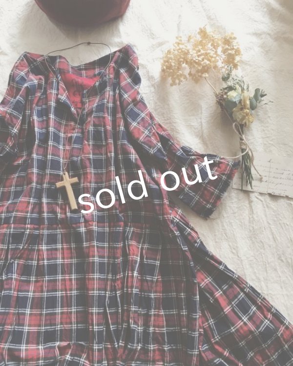 画像3: MARCHE' DE SOEUR／赤チェックワンピース (3)