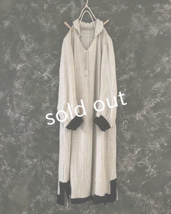 画像13: HALLELUJAH/”ノマドドレス”遊牧民のワンピース Off white/Black (13)