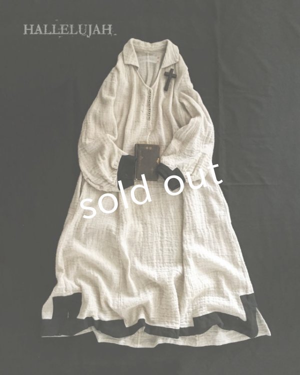 画像2: HALLELUJAH/”ノマドドレス”遊牧民のワンピース Off white/Black (2)