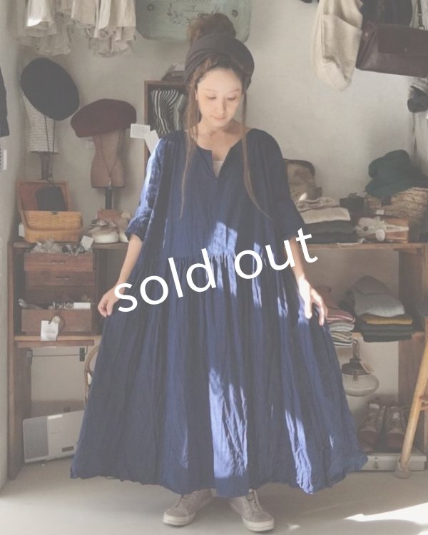画像6: MARCHE' DE SOEUR／ギャザーワンピース・インディゴ (6)